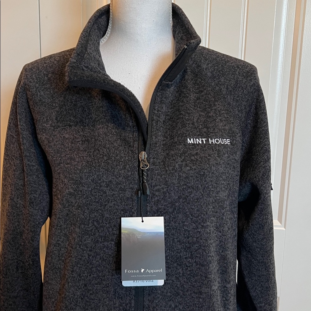NWT Fossa Apparel Branded Horizon Sweater Fleece Jacket Medium M MINT HOUSE Logo
